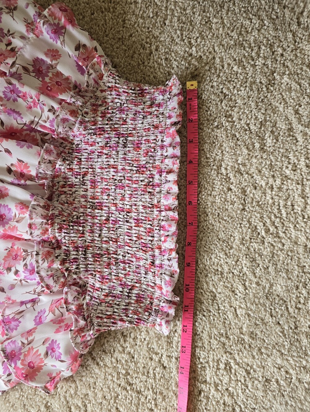Altar'd State Size XS pink Floral Tiered Ruffle Mini Skirt Elastic Waist Lined - Picture 4 of 6